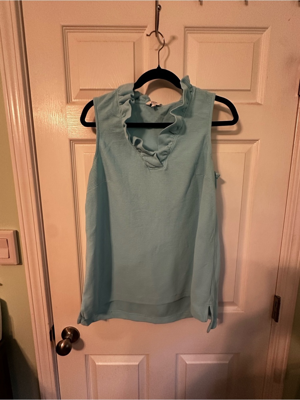 crown & ivy Light Aqua Ruffle V-Neck Sleeveless Camisole